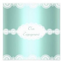 MODERN GREEN LACE ENGAGEMENT PARTY INVITATION