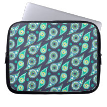 Modern Green Paisley Custom Laptop Sleeve