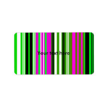 Modern green pink and white stripes labels