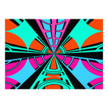 Modern green pink blue semi-circle design custom announcements