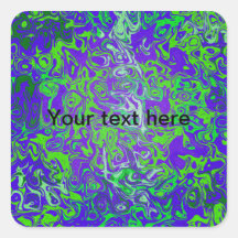 Modern green psychedelic on purple background stickers