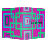 Modern green squares on pink background binders