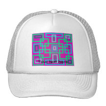 Modern green squares on pink background hats