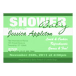 Modern Green Stripe Baby Shower Invitations
