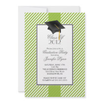 Modern Green Stripe Graduation Party Invitation