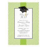 Modern Green Stripe Graduation Party Invitation invitations