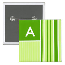 Modern Green Stripes; Striped Pinback Buttons
