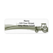 Modern Green Tractor on Green Field Return Address Custom Return Address Labels