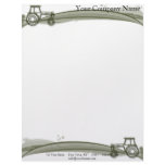 Modern Green Tractor on Green Fields Illustration Letterhead Template