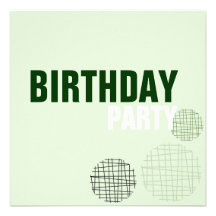 Modern Green & White Circle Birthday Invitation