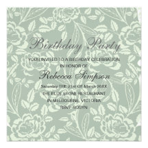 Modern Green/White Rose Petal Birthday Invitation