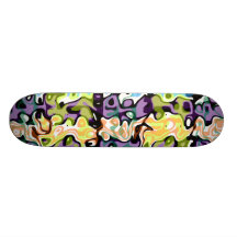 Modern green yellow blue psychedelic swirls custom skateboard