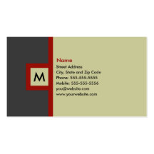 Modern Grey & Red Monogram Business Card