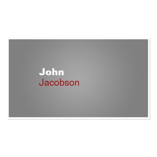 Modern Grey, Red & White Plain Business Card