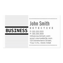 Modern Grey Stripes Detective Business Card