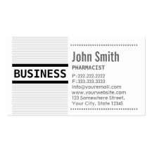 Modern Grey Stripes Pharmacist Business Card