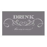 Modern Grey Swirl Wedding Drink Ticket