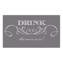 Modern Grey Swirl Wedding Drink Ticket
