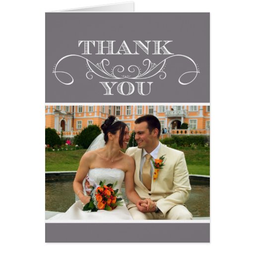 Modern Grey Swirl Wedding Thank You Cards
