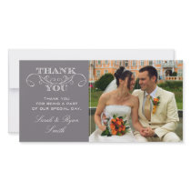 Modern Grey Wedding Photo Thank You Cards Photo Cards
