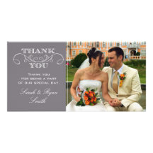 Modern Grey Wedding Photo Thank You Cards Photo Cards
