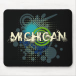 Modern Grunge Halftone Michigan Mousepad Dark