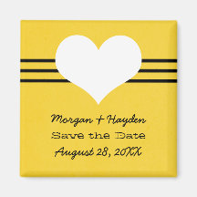 Modern Heart Save the Date Magnet, Yellow