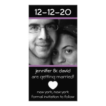 Modern Heart Save The Dates (Eggplant Purple) Photo Card Template