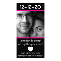 Modern Heart Save The Dates (Magenta Pink) Photo Card