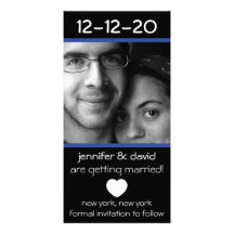 Modern Heart Save The Dates (Navy Blue) Customized Photo Card