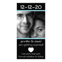 Modern Heart Save The Dates (Pale Blue) Personalized Photo Card
