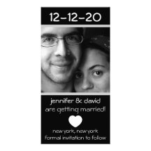 Modern Heart Save The Dates (Silver) Personalized Photo Card
