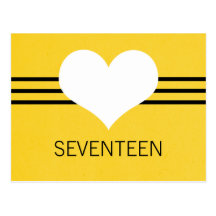 Modern Heart Table Number Postcard, Yellow