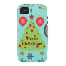 Modern Holiday Merry Christmas Tree Snowflakes iPhone 4 Covers