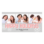 Modern holiday triptych pink grey happy holiday photo cards