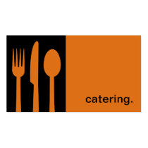 Modern Icon Silhouette - catering  | black/orange business cards