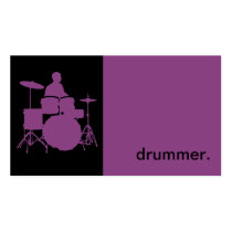 Modern Icon Silhouette Drummer - purple black business cards