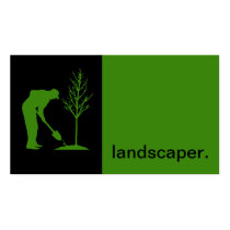 Modern Icon Silhouette Landscaper | green black business cards