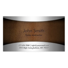 Modern Leather Swim Instructor Business Card