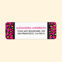 Modern Leopard Print Return Address Label (pink) labels