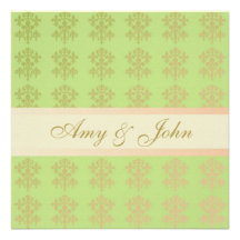 Modern Light Green Damask Invitation
