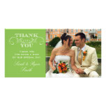 Modern Lime Green Wedding Photo Thank You Cards Personalized Photo Card