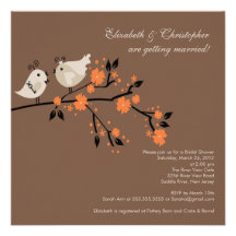 Modern Love Birds Bridal Shower Invitation