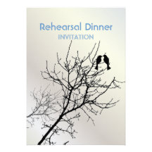 Modern Love Birds Tree Rehearsal Dinner Invitation