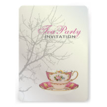 Modern Love Birds Tree white bridal tea party Personalized Invite