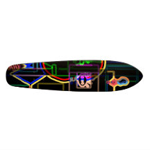Modern man in neon skateboard deck