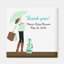 Modern Mom (Green) Baby Shower Favour Magnet