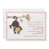 Modern Monkey Sweet Girl Baby Shower Invitation