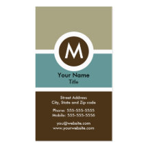Modern Monogram Business Card - Blue/Brown