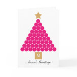 Modern Monogram Christmas Tree Card - Pink